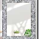 Rectangle Sparkling Decorative Wall Mirror for Home Decoration with Silver Crystal Crush Diamond Dcor, Dimention16x20x1 inch, Wall Hang Frameless Mirrors Glass Diamond Dcor. (16"L x 20"W)