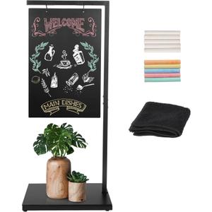 SHANTRA Metal Base Double-Sided Chalkboard Sign, 19" x 43" - Standing Sandwich Board Signs for Restaurant, Business, Cafe, Wedding