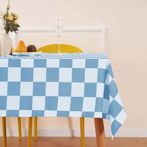 Checkered Table Cloth Rectangle, Classic Blue Checkerboard Tablecloth for Picnic, Racing Party, Dinner Table Cover, Waterproof Washable Wrinkle Resistant 60''x104''