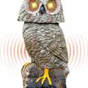 Solar Powered Garden Owl with Motion Detection, Rotating Head, Realistic Hoots and Silent Mode, Outdoor Statue and Sculpture, Owl Decoration for Home, Garden, Patio and Lawn