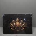 LYUNSHUO Zen Wall Art,Black and Gold Lotus Painting Canvas Print Meditation Poster Flower Picture Vintage Artwork for Spiritual Room Bathroom Living Room Home Decor Framed(Art-1,16.00"x24.00")