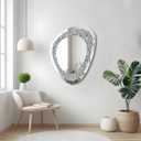 DMDFIRST Modern Irregular Shaped Wall Mirror 21.6x16 Inch Decorative Oval Diamond Decor Mirror for Living Room, Bedroom, Bathroom, Entryway