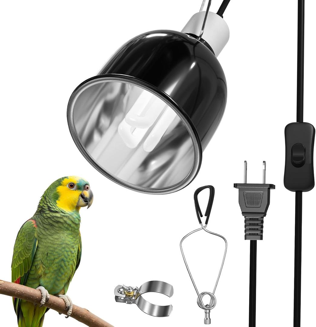 GlowUp Bird Cage Light Fixture Combo Kit, Deep Dome Lampshade with 2.4% UVB Bulb 20W, Bird Light for Captive Birds, Reptiles