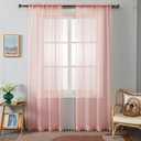 WPM Blush Pink Color Sheer Curtains 60" Wide x 84" Long 2 Panels Livingroom Window Treatment Rod Pocket Sheer Voile for Bedroom, Kitchen, Childrens Room Fully Stitched and Hemmed
