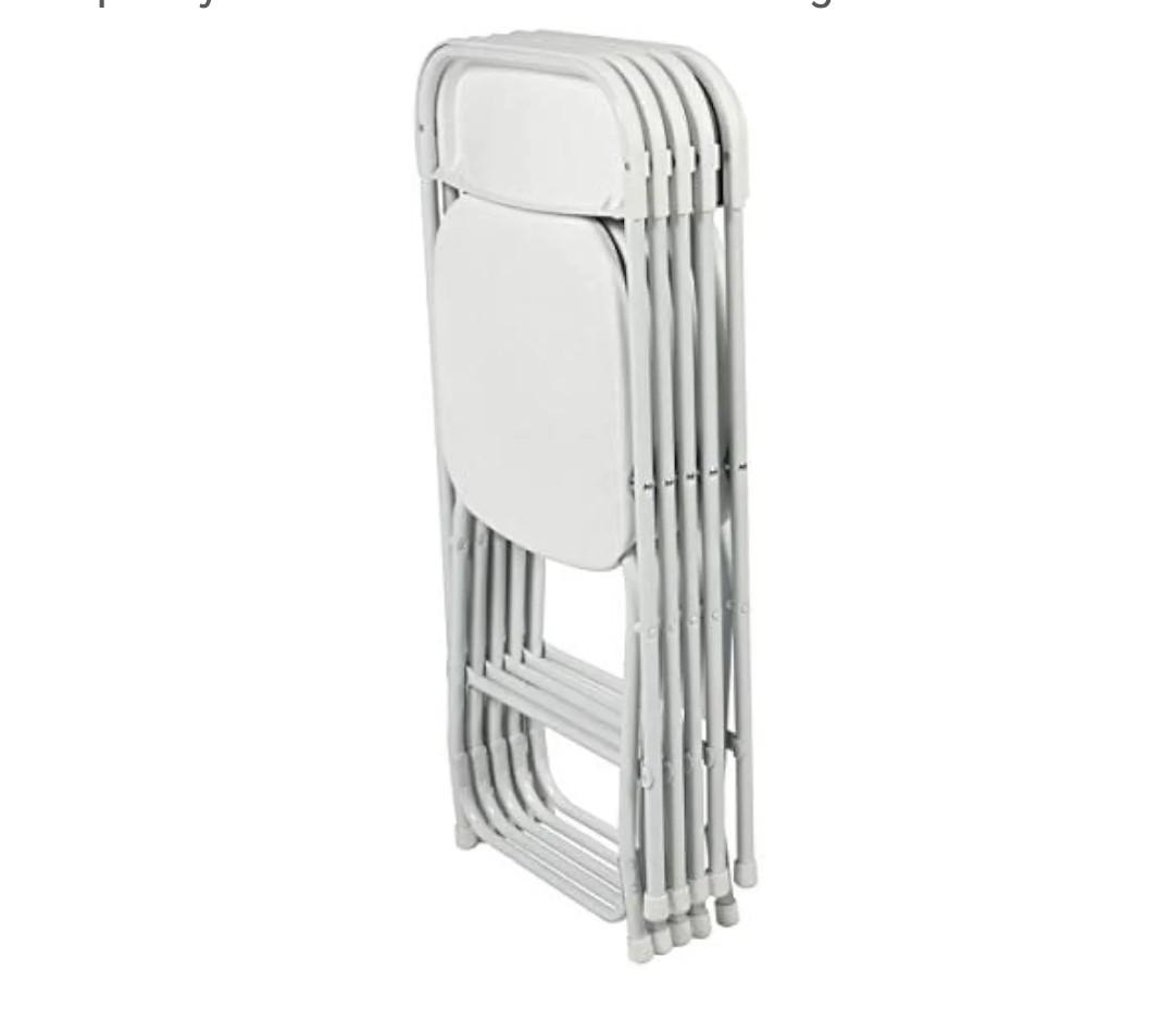 5 Pk. Stackable Wedding Party Event Chairs 400 lb. Capacity Premium White Plastic Folding Chair