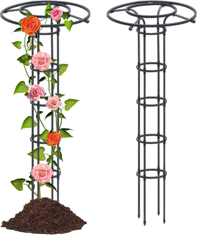 Garden Obelisk Trellis for Climbing Plants, 70.9inch Decorative Vertical Metal Umbrella Trellis Tower Frame Outdoor Flower Support Cage Climbing Stand Rack for Vines Rose