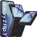 Vizvera for Samsung Galaxy Z Flip 7 Case with Hinge Protection, Built-in Screen Protector Shockproof All-Inclusive Phone Cover for Z Flip 7-Black