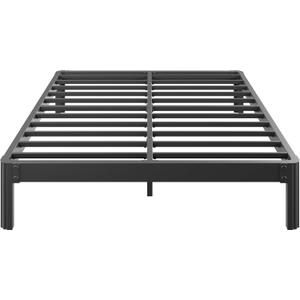 ZIYOO 18 Inch Full Size Metal Bed Frame, Heavy Duty Sturdy Platform with Steel Slat Support, No Box Spring Needed, Easy Assembly, Noise-Free Design, Under Bed Storage Space, Black