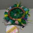 Handmade Happy Easter Mesh Wreath - 24 Inch Pastel Front Door Decor with Jelly Bean Egg Sign, Burlap Ribbons, and White Bunny Silhouettes - Seasonal Spring Wall Decoration for Indoor/Outdoor Use