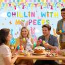 XCKALI Chillin with My Peeps Backdrop Spring Easter Colorful Eggs Bunny Chicken Party Indoor Outdoor Home Decorations (8x6ft)