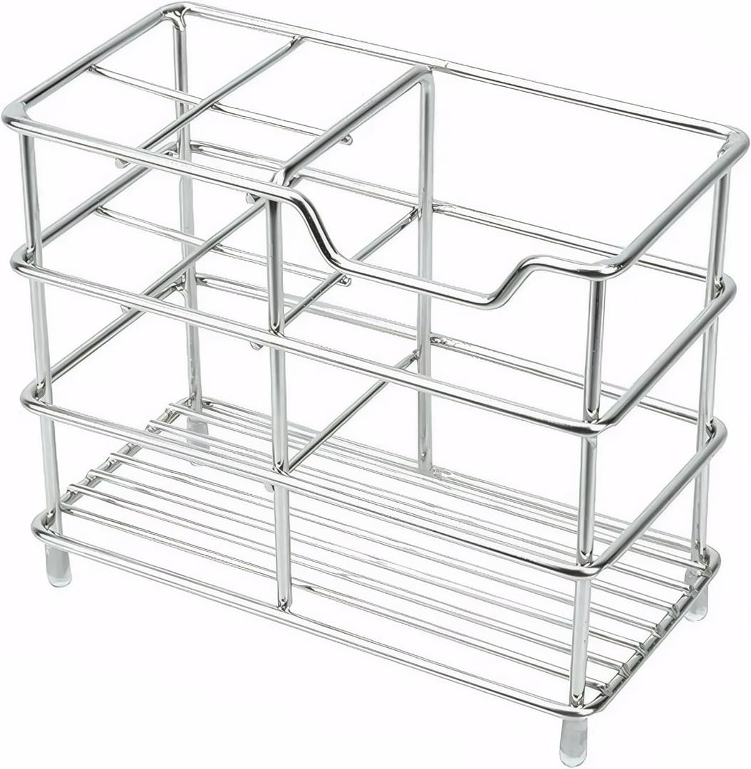 5 Slots Stainless Steel Bathroom Toothbrush Holder, Silver Toothpaste Holder Stand, Bathroom Accessories Organizer