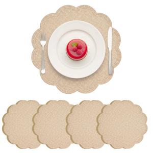 Flower Placemats Set of 4, Reversible Heat Resistant Faux Leather Table Mats, Waterproof Oilproof Table Protective Non-Slip Tablemats for Kitchen, Dining Room