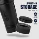 BlenderBottle Shaker Bottle with Pill Organizer and Storage for Protein Powder, Classic V2 ProStak System, 22-Ounce, Midnight Black