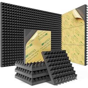 Sonicism Sound Proof Foam Panels for Walls 64 Pack Self-Adhesive 2"X12"X12"