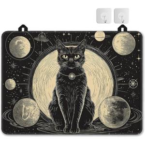 Electric Stove Top Cover,Black Cat Stove Cover for Glass Top Electric Stove,Astrology Heat Resistant Flat Top Stove Mat Countertop Protector, 28 x 20 Inch