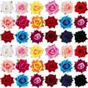Waydress 30 Packs 2.8 Inch Flower Hair Clip Rose Hair Accessories Floral Hairpin Brooch Flowers Pin Brooch for Bridal Headpiece Accessories Wedding(15 Colors)