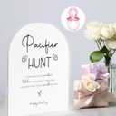 Pacifier Hunt Baby Shower Games Sign, White Arch Acrylic Wedding Sign and 50 Pcs Pacifiers, Neutral Baby Shower Decoration, Gender Reveal Party Tabletop Decor, Newborn Announcement Party Favors-31