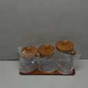 Suclain 3 Pcs Glass Coffee Container with Wooden Lid Spoon Shelf Labels Clear Airtight Jar Food Storage Canister Set for Sugar Spice Coffee Bean Holder Housewarming Gift(13.5,20,25 oz,Acacia Brown)