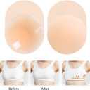 Sticky Push UpInvisible Bras.Reusable Sticky Adhesive Silicone Nipple Pasties Bras,Suitable for female breast petals (Beige)