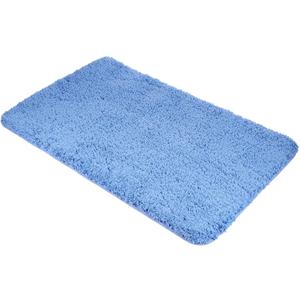 uxcell Bathroom Rug, 31" x 20" Bath Mat Non Slip Quick Dry Soft and Absorbent Polyester Bath Mat Rug Washable Carpet for Bathroom, Bedroom, Kitchen, (Blue) (Blue)