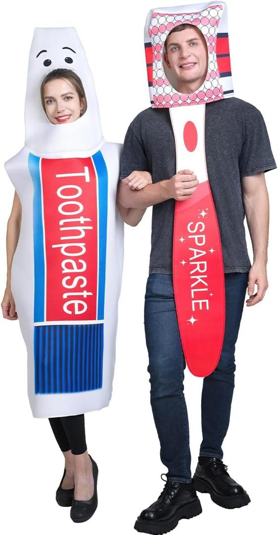 2Pcs Adult Toothpaste Costume and Toothbrush Costume Halloween Family Costumes