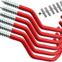 Bike Hooks Heavy Duty Bicycle Storage Hooks Set of 6,Screw-in Utility Storage Hangers Shed Garage Garden Hook Plastic Coated for Wall Mount/Ceiling Red