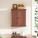 ChooChoo Bathroom Wall Cabinet, Over The Toilet Space Saver Storage Cabinet, Farmhouse Medicine Cabinet with 2 Doors and Adjustable Shelves, Cupboard, Walnut, 8.8"D x 21.1"W x 24"H