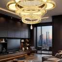 W40 Modern Gold Chandelier Living Room Ceiling for Dining Room,Bedroom, Restaurant Crystal Chandelier Lamparas de LED Dimmable 2700-6000K Fixture