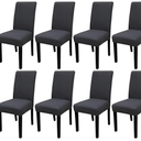 JQinHome Dining Room Chair Covers Set of 8, High Stretch Chair Slipcover Removable Washable Chair Seat Protector Cover for Home Party Hotel Wedding Ceremony (Grey)