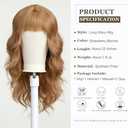 Esmee Strawberry Blonde Long Wavy Wig with Bangs for Women Natural Synthetic Hair Heat Resistant Wigs for Daily Party Cosplay Wear 22 Inches