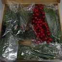 70PCS Christmas Snowy Pine Branches Greenery - Artificial Pine Needles Branches with Red Berry Stems Fake Frosted Cedar Pine for DIY Christmas Tree Xmas Wreath Garland Crafts Winter Home Decorations