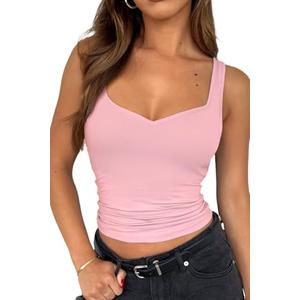 2 TiulZial Sexy Tank Tops for Women - Summer Cute Going Out Top Sleeveless V Neck Backless (Pink,XS)