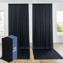60ftx12ft Black Wrinkle-Free Wedding Backdrop Curtain -Silky Washable Black Polyester Drapes for Baby Showers, Birthday Parties, Photography, and Wedding Receptions-12 Panels 5FTx12FT