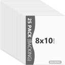 25 Pack Backing Boards Only - 8x10 Uncut White Mats Matboards, Acid Free Backerboards for Art Prints, Ideal for Photos/Pictures/Prints/Frames/Arts