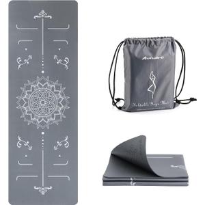 Avoalre Yoga Mat Foldable - Textured Non Slip Exercise Mat -Travel Lightweight Hot Yoga Mat with Carry Bag for Pilates & Home Workouts (72" L x 32" W x 3mm Thick)
