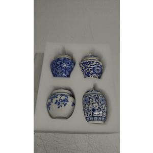 Hushee Small Blue and White Vase Porcelain Vases Blue Chinoiserie Decor Porcelain Ginger Jars for Home Chinoiserie Decor for Bedroom Table Accent Shelf Tabletop, (Classic,4 Pcs)