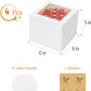 EQOREIIN 4pcs 6 Inch Cake Boxes with Sticks and Boards for Cookies, Small Cakes, Mini Desserts, Bento, and Bakery, Cupcake Box for Birthday, Party, Wedding, Mother's Day, Christmas6x6x5 inch