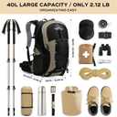Maelstrom Hiking Backpack,Camping Backpack,40L Waterproof Hiking Daypack with Rain Cover,Lightweight Travel Backpack,Khaki