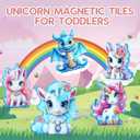 Unicorn Magnetic Tiles 49pcs Magical Unicorn Toys for Girls Aged 4-8, Magnetic Building Blocks, STEM Construction Toy with 4 Unicorn Dolls and Dragon, Diamond 3D Educational Gift for Girls & Boys