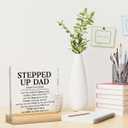 2 x Stepped Up Dad Gifts from Stepdaughter Stepson, Christmas Gifts for Stepdad, Best Birthday Fathers Day Valentines Gift for Father Acrylic Decor 4 x 4 inches