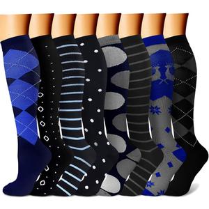 CHARMKING Compression Socks for Women & Men Circulation (8 Pairs) 15-20 MmHg is Best Support for Athletic Running, Cycling (Small-Medium, 19 Navy/Black/Black/Black/Gray)