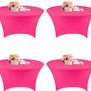 Fivenl 4 Pack 5FT Round Spandex Tablecloth, 60 Inch Stretchable Table Cover, Washable and Wrinkle Resistant, Fuchsia