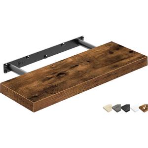 QEEIG Floating Shelf for Wall Bathroom Shelves Bedroom Kitchen Living Room Farmhouse Small Book Shelf 16 inch Set of 1, Brown (015-BN1)