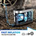 Tire Inflator Portable Air Compressor 12v DC Ultra Fast Air Pump for Car Tires- 150PSI Car Tire Air Pump Digital Pressure & Pre-Set Gauge with Emergency LED Light
