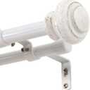 H.VERSAILTEX Elegant Window Treatment Telescoping Double Curtain Rod Set with Classic Cap, 3/4-Inch Diameter, Adjusts from 48 to 84 Inches, White