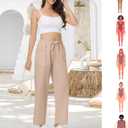 YuKaiChen Womens Pants Baggy Wide Leg Casual Elastic Waisted with Pockets (XL)