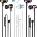 3 Pack Wired Earbuds USB C,Headphones Microphone Call and Volume Control Noise Isolating,in Ear Earphones Compatible with iPhone 17/16/15 Pro Max/Galaxy S25 S24 S23 Ultra