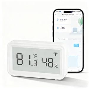 EMylo Smart WiFi Thermometer Hygrometer, Indoor Wireless Temperature Humidity Sensor with Electronic Display, App Notification Alert, Free Data Storage Export, Digital Remote Monitor for Home Room (1)