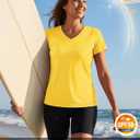 TACVASEN Women's V-Neck T Shirts Short Sleeve UPF 50+ Sun Protection Performance Quick Dry Athletic Workout Tee Tops (Yellow, XL)