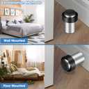 Chumia 30 Pcs Door Stopper Mounted Floor Stops Stainless Steel Cylindrical Stopper Modern Decorative Rubber Bumper Stops Holder Wall Protector for Bottom or Top of Door (Silver)